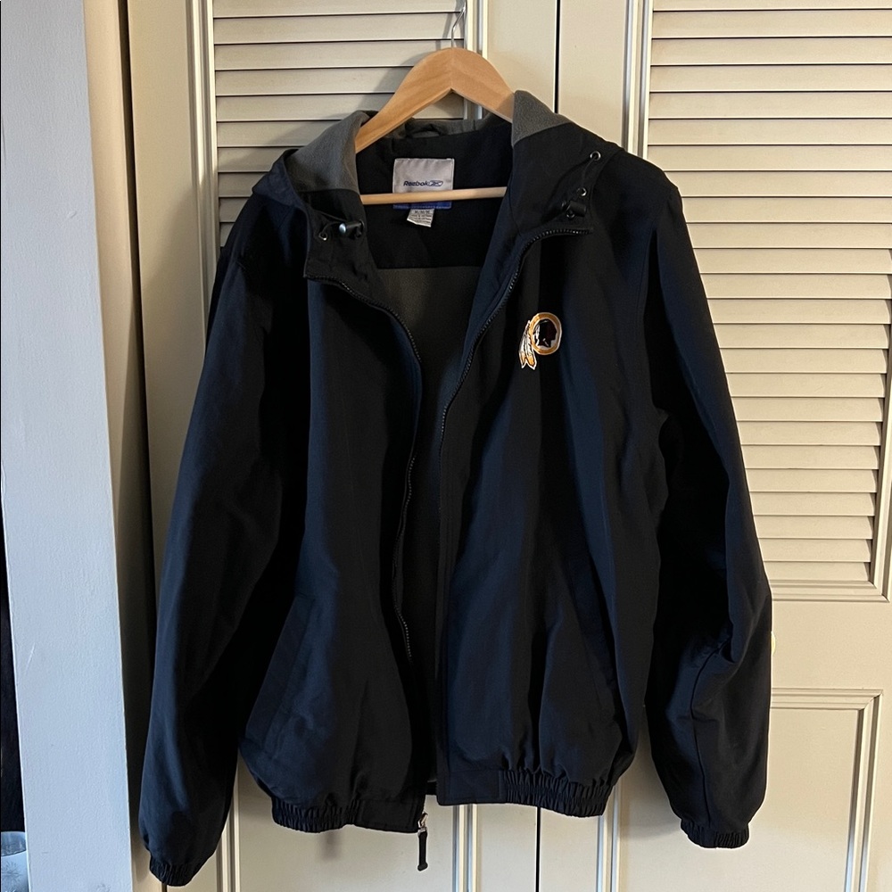 Black Hooded Jacket with Embroidered Logo